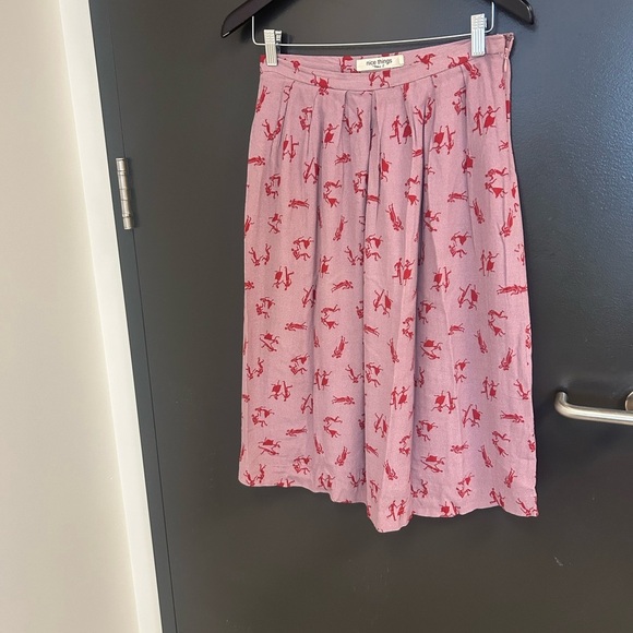 Nice Things (Anthropologie) S EUC Pink Knee-Length A-Line Pleated Skirt - Picture 2 of 14